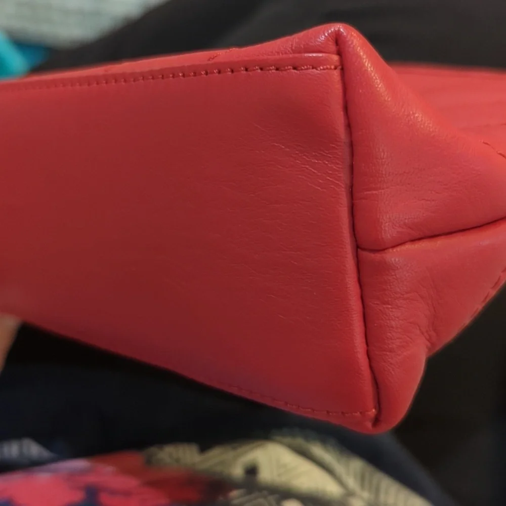 Furla red leather makeup bag for your purse